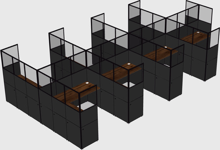 Shared l-shaped cubicle