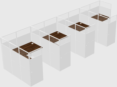 Shared l-shaped cubicle