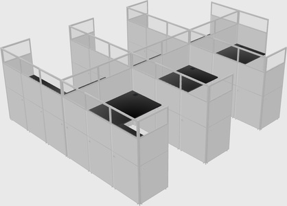 Shared l-shaped cubicle