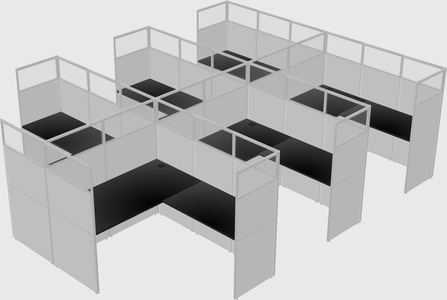 Shared l-shaped cubicle