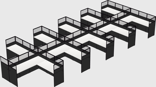 Shared l-shaped cubicle