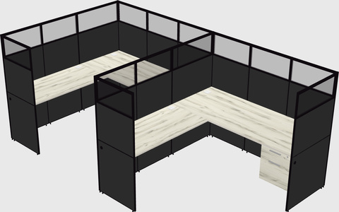 Shared l-shaped cubicle