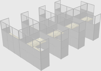 Shared l-shaped cubicle