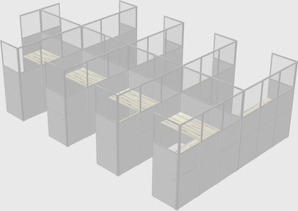 Shared l-shaped cubicle