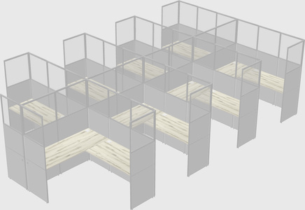 Shared l-shaped cubicle