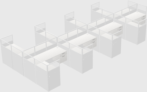 Shared l-shaped cubicle