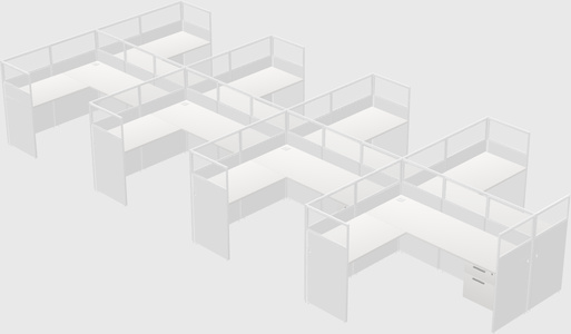 Shared l-shaped cubicle