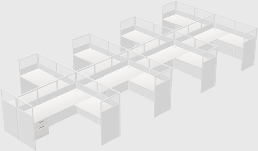 Shared l-shaped cubicle
