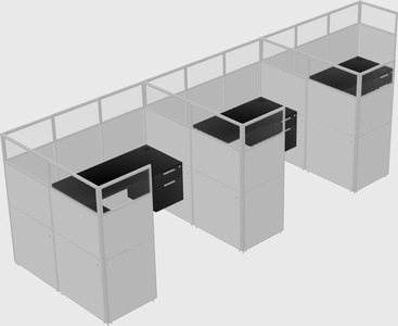 Shared l-shaped cubicle