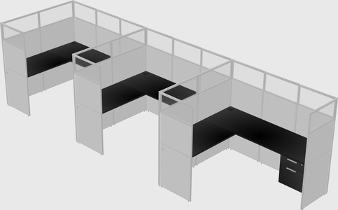 Shared l-shaped cubicle