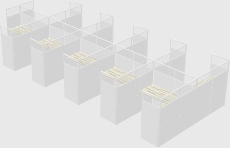 Shared l-shaped cubicle