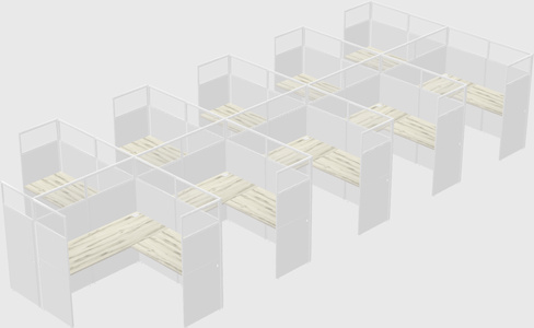 Shared l-shaped cubicle