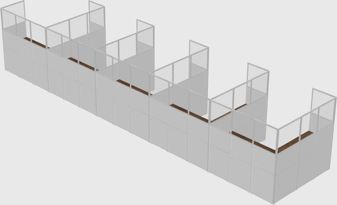 Shared l-shaped cubicle