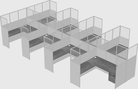 Shared l-shaped cubicle