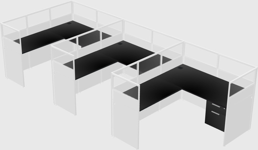 Shared l-shaped cubicle