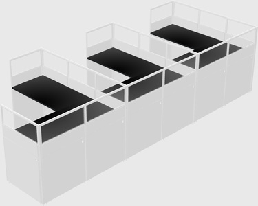 Shared l-shaped cubicle