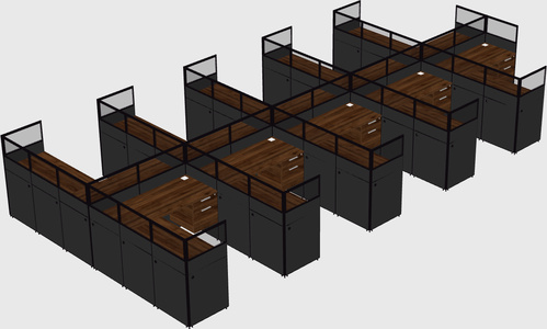 Shared l-shaped cubicle