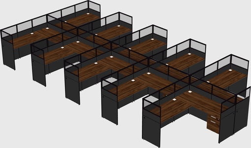 Shared l-shaped cubicle