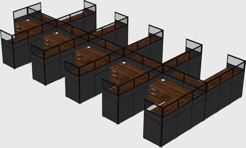 Shared l-shaped cubicle