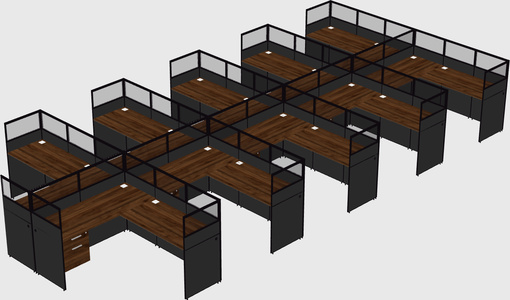 Shared l-shaped cubicle