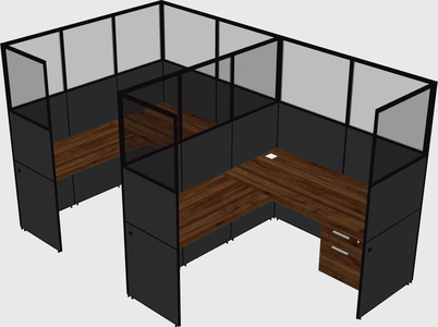 Shared l-shaped cubicle