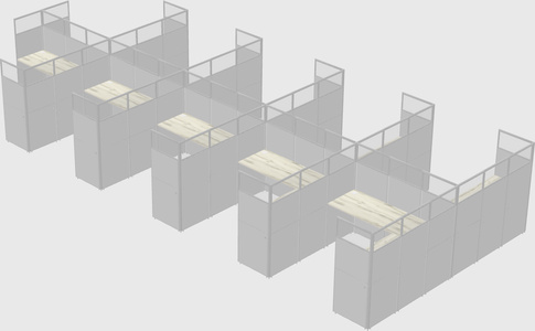Shared l-shaped cubicle