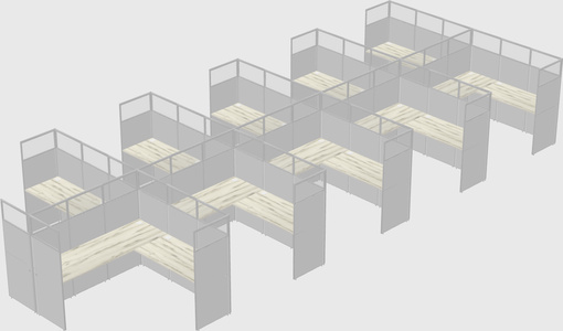 Shared l-shaped cubicle