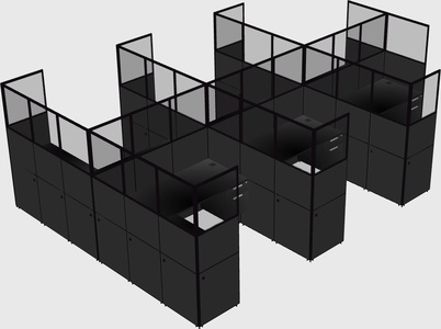 Shared l-shaped cubicle