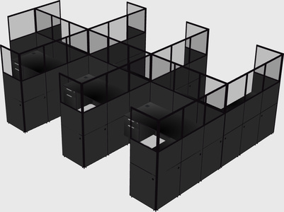 Shared l-shaped cubicle