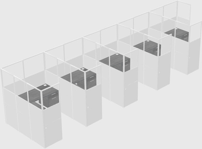 Shared l-shaped cubicle