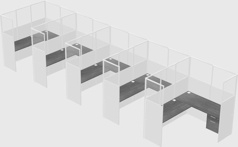 Shared l-shaped cubicle