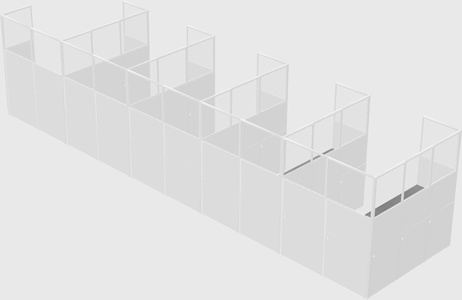 Shared l-shaped cubicle
