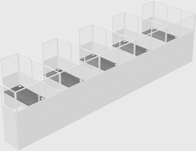 Shared l-shaped cubicle
