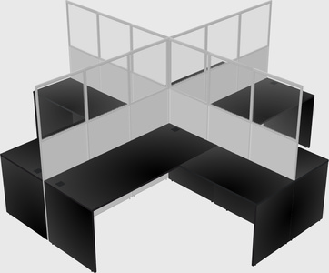 Shared l-shaped cubicles