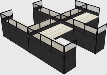 Shared l-shaped cubicle