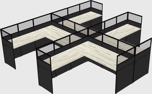 Shared l-shaped cubicle