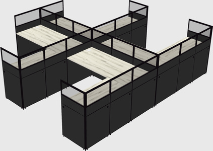 Shared l-shaped cubicle