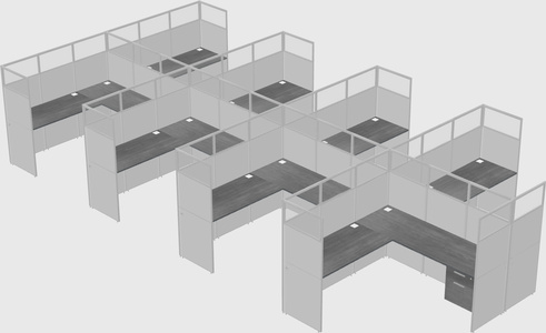Shared l-shaped cubicle