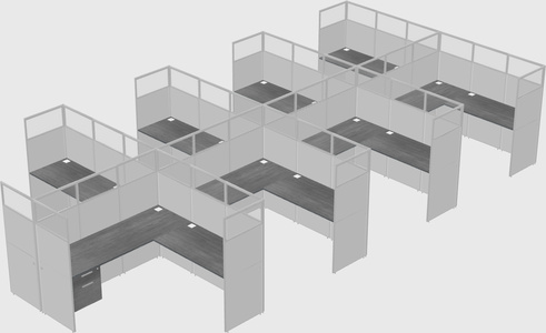 Shared l-shaped cubicle