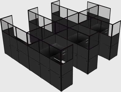Shared l-shaped cubicle