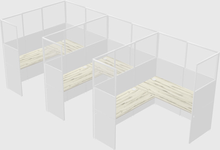Shared l-shaped cubicle