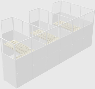 Shared l-shaped cubicle