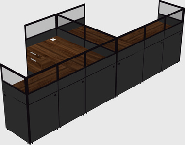 Shared l-shaped cubicle