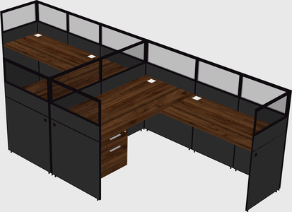 Shared l-shaped cubicle