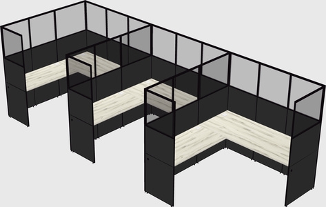 Shared l-shaped cubicle