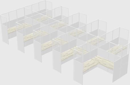 Shared l-shaped cubicle