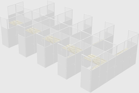 Shared l-shaped cubicle