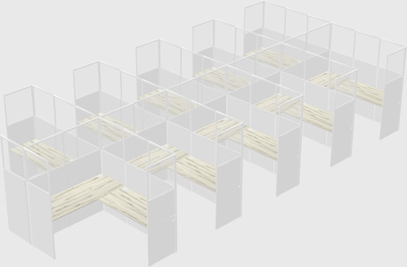 Shared l-shaped cubicle