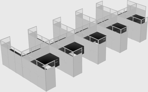 Shared l-shaped cubicle