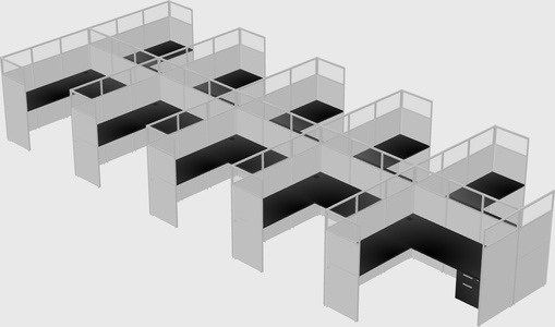 Shared l-shaped cubicle